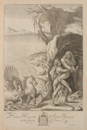 Aristaios přemáhá Prótea (Vergilius: Zpěvy rolnické, kniha IV.) [Václav Hollar (1607-1677), Francis Cleyn (1589-1658)]