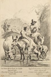 Osm psů a Pastorální motiv [Johann Elias Ridinger (1698-1767), Johann Georg Hertel (1700-1775)]