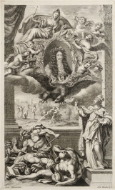 Allegory: Leopold I as a fighter against heresy. [Andreas I Reinhardt (1742), Johann Andreas Thelott (1655-1734)]