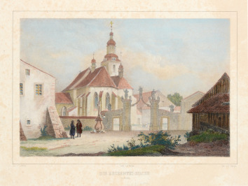 Die Dechantei Kirche in Arnau (Hostinné) [Carl August Anton Müller (1813-1885)]