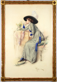 Dame mit weißen Rosen [Fernand Toussaint (1873-1956)]