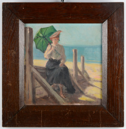 Elegante Dame am Strand [Henri Alberti (1868-1935)]