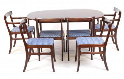 Stůl a židle "Rungstedlund" [Ole Wanscher (1903-1985), Poul Jeppesens Møbelfabrik]