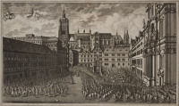 Krönungsprozession von Maria Theresia in Prag [Johann Andreas Pfeffel (1674-1748) Jan Josef Dietzler (1694-1744)]