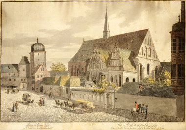 Pohled na kostel sv. Pavla v Lipsku [Carl Benjamin Schwarz (1757-1813), Christian Gottfried Heinrich Geissler (1770-1844)]