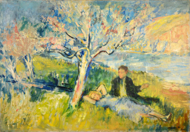 A Couple under a Tree in Blossom [Arnošt Kamil Pokorný (1911-?)]
