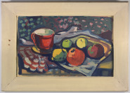 Zátiší s jablky a červeným šálkem [Emil Weirauch (1909-1976)]