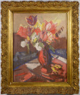 Tulipány v červené váze [Emil Weirauch (1909-1976)]