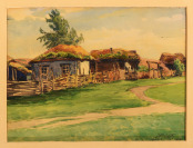 Chalupy s hliněnými střechami I. [Jindřich Havlíček (1882-?)]