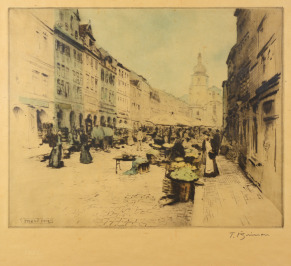 Grünmarkt aus dem Zyklus Prag [František Tavík Šimon (1877-1942)]
