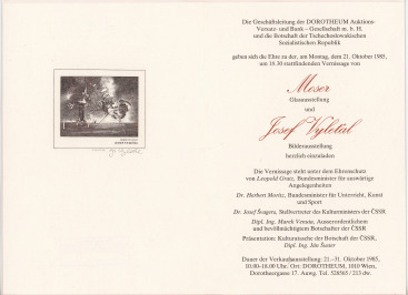 Pozvánka na výstavu a dvě PF [Josef Vyleťal (1940-1989)]