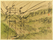 Stromleitung in Landschaft [Fu Baoshi Fu Baoshi (1904-1965)]