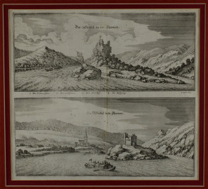 Dvojice vedut: Strudel a Würbel na Dunaji [Václav Hollar (1607-1677), Matthäus Merian (1593-1650)]
