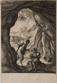Ilustrace k Ezopovým bajkám: Satyr a cestovatel [Václav Hollar (1607-1677)]