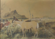 Dvojice akvarelů s motivy koní [Juliusz Holzmüller (1876-1932)]