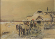 Zwei Aquarelle mit Pferdmotiven [Juliusz Holzmüller (1876-1932)]