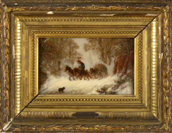 Winter Landscape with a Carriage [Adolf Kaufmann (1848-1916)]
