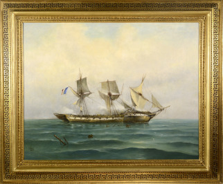 French Ship in a Battle [Spyridon Scarvelli (1868-1942)]