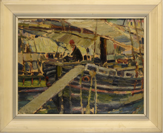 Nákladní loď v přístavu [Jaroslav Grus (1891-1983)]