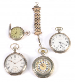 Čtveřice stříbrných kapesních hodinek