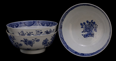Three Bowls of blue and white Porcelain