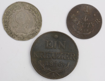 3 ks krejcarových mincí