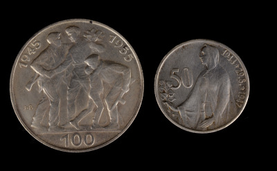 Dvojice stříbrných pamětních mincí