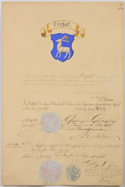 Four documents: confirmation of coats of arms