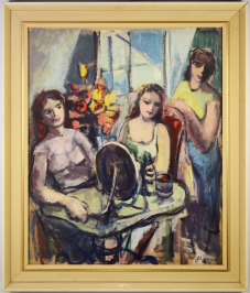 Three Girls at the Mirror [Emil Weirauch (1909-1976)]