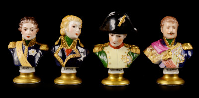 Four portrait busts of generals from the Napoleonic Wars