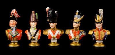 Five busts of British soldiers of the Napoleonic Wars