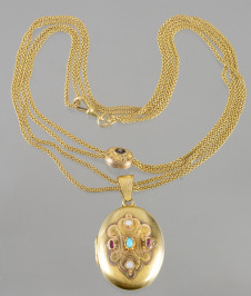 Gold Chatelaine mit Medaillon