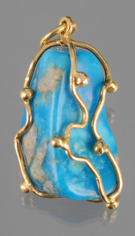 Gold Pendant with a Turquoise