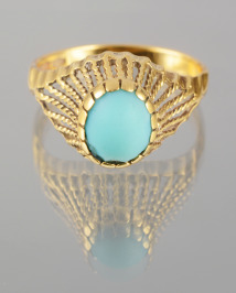 Gold Ring with a Turquoise Glass