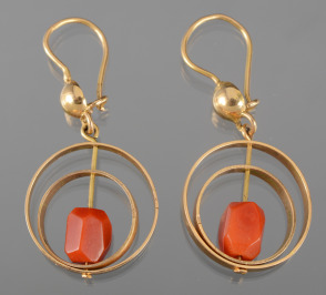 Gold Earrings with Corals
